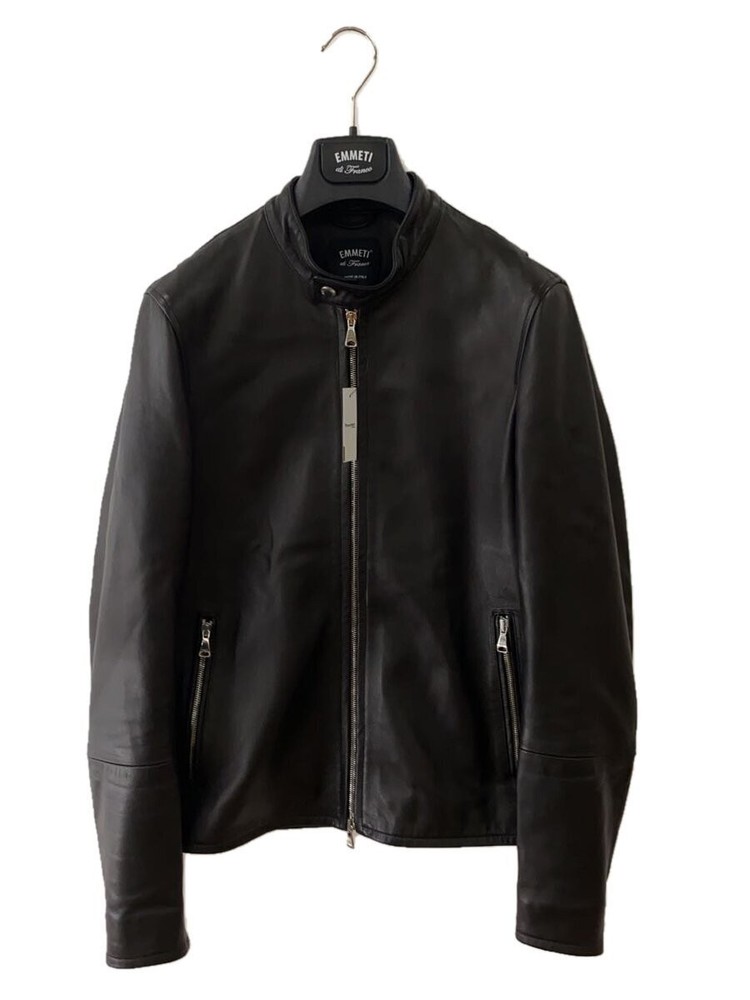 Emmeti Black Sheepskin Leather Jacket Blouson Size 46 Japan Style 078347