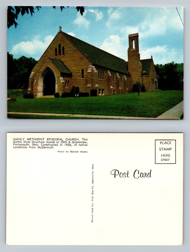 Portsmouth, OH-Ohio, Manly Methodist Episcopal Gothic Church Vintage Postcard
