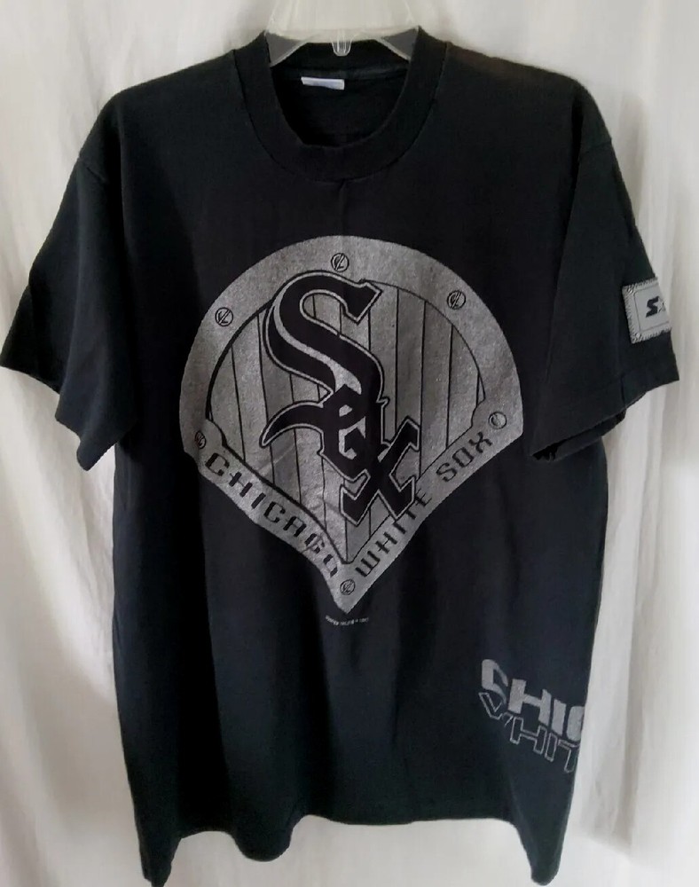 90s Chicago White Sox Starter MLB USA T-Shirt Adult L Black Single Stitch VNTG