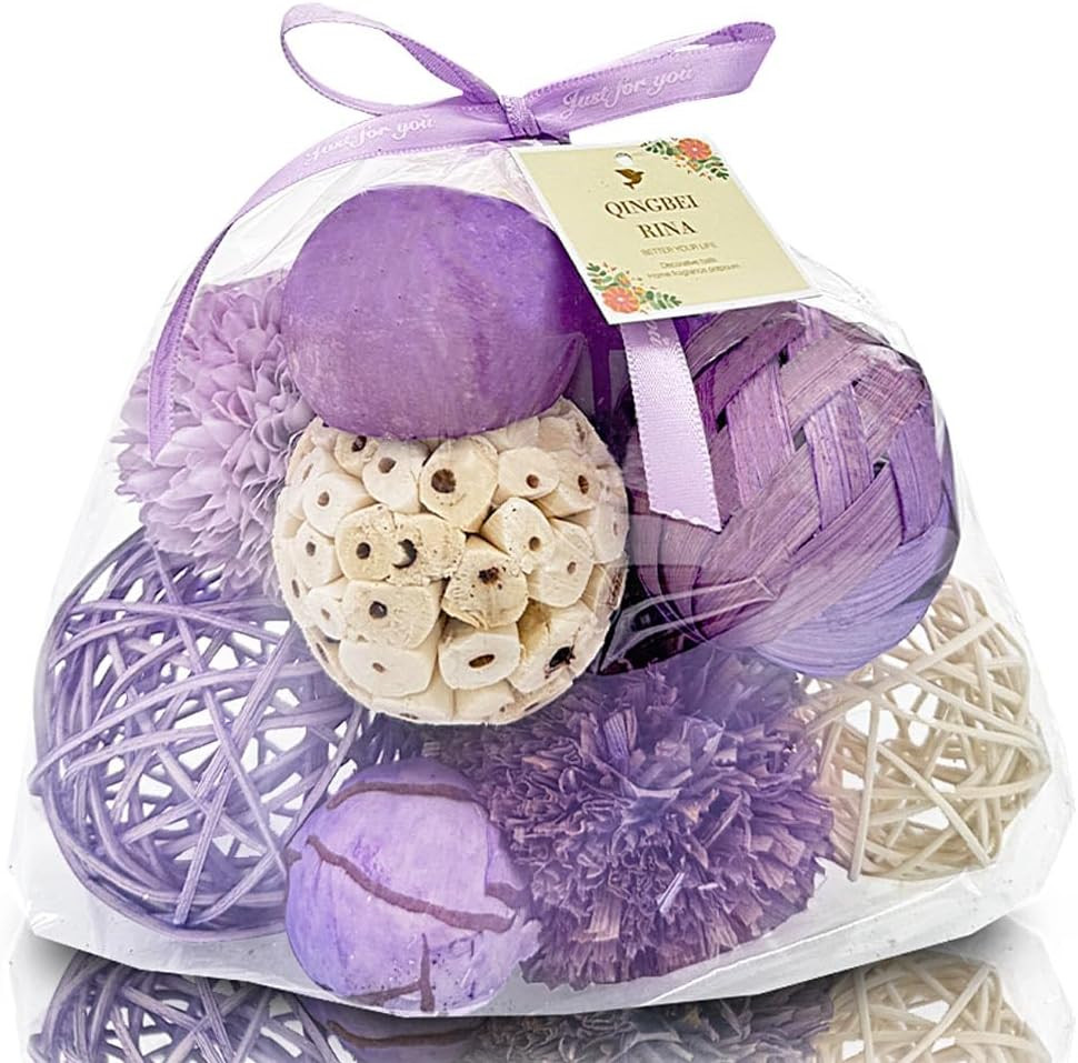 Purple Decorative Balls for Bowls,Assorted Vase Filler for Centerpieces,Wicker R