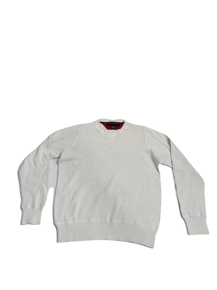 Tommy Hilfiger Men's Classic White Long Sleeve Sweater Knit Casual Size Small