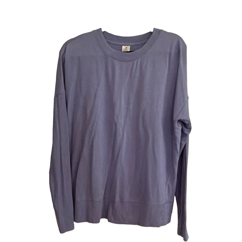 A New Day Ribbed Knit Pullover Sweater Crew Neck Long Sleeve Stretch Purple L