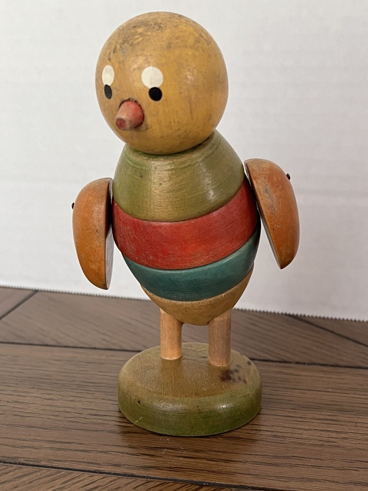 Vintage Old Stackable Wood Baby Toy Segmented ADORABLE! RARE