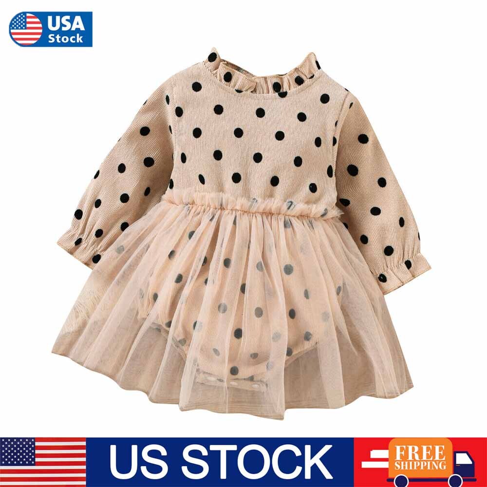 Newborn Baby Girl Polka Dot Clothes Infant Tutu Romper Dress Bodysuit Outfit