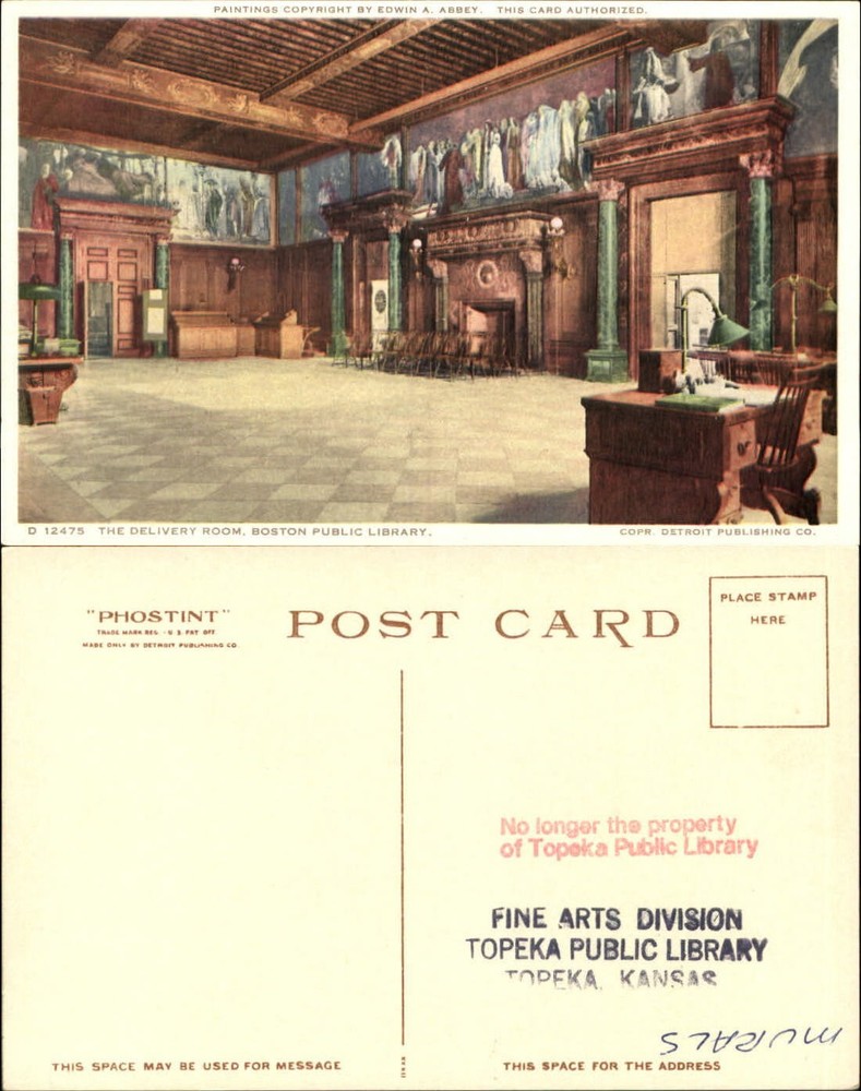 Delivery  Room Boston Public Library Boston Massachusetts MA vintage postcard