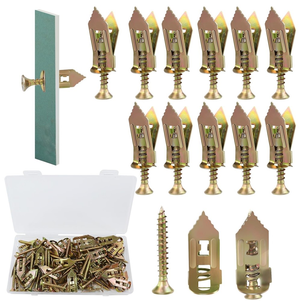 100Pack Self-Drilling Drywall Anchors with Screws for TV Cabinets & More