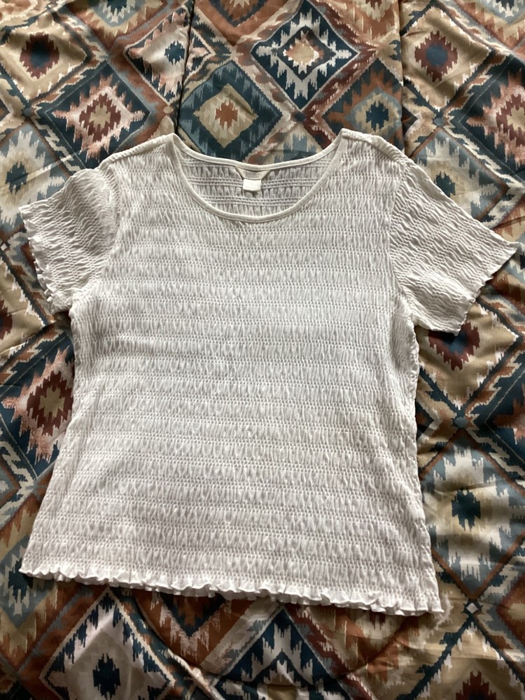 Christopher & Banks White Stretchy Short Sleeve Top L
