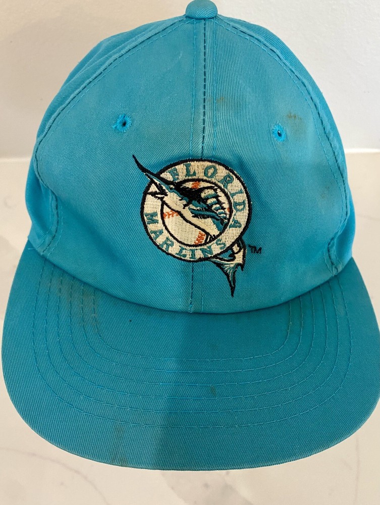 Vintage 1990s Florida Marlins Teal MMB SnapBack Hat Cap MLB Baseball