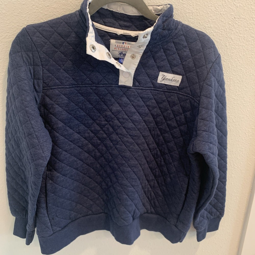 Carl Banks Yankees Blue Quilted Snap Jacket Quarter Zip for Women