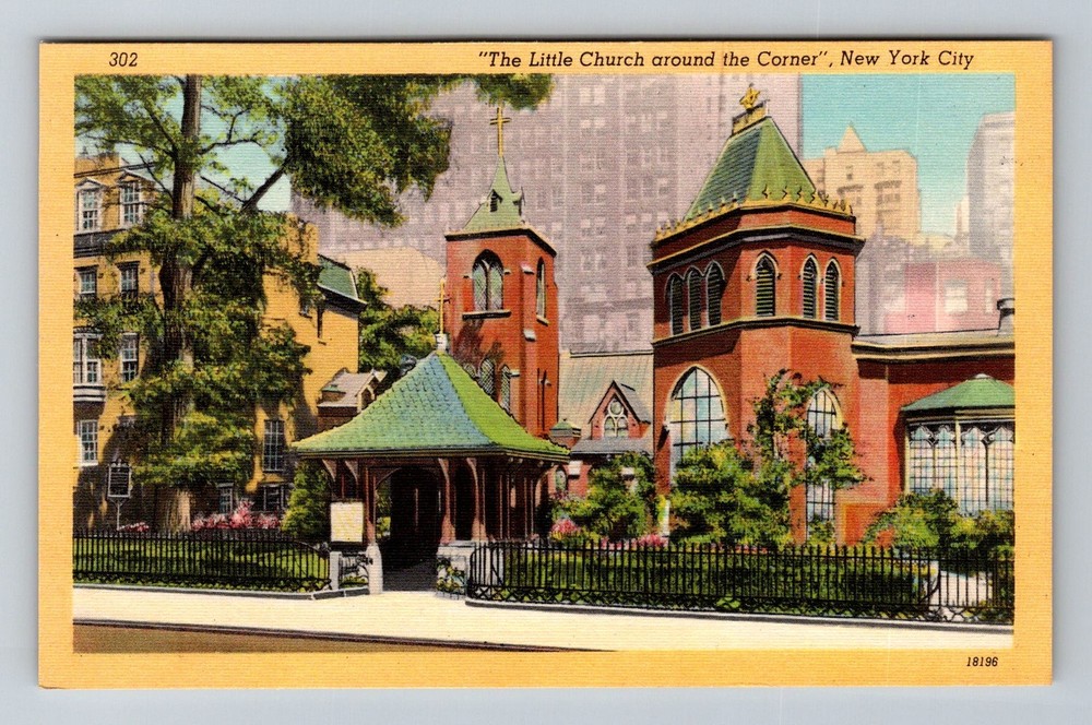 New York City NY, The Little Church Around the Corner Vintage Postcard