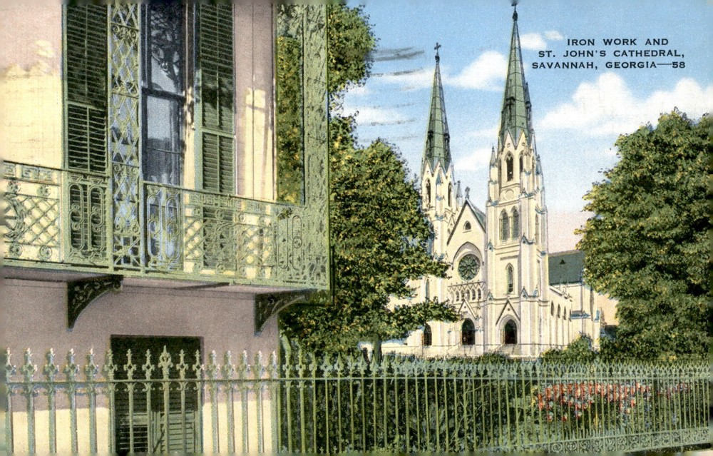 St. John's Cathedral, Savannah, Georgia - 1945 Postcard