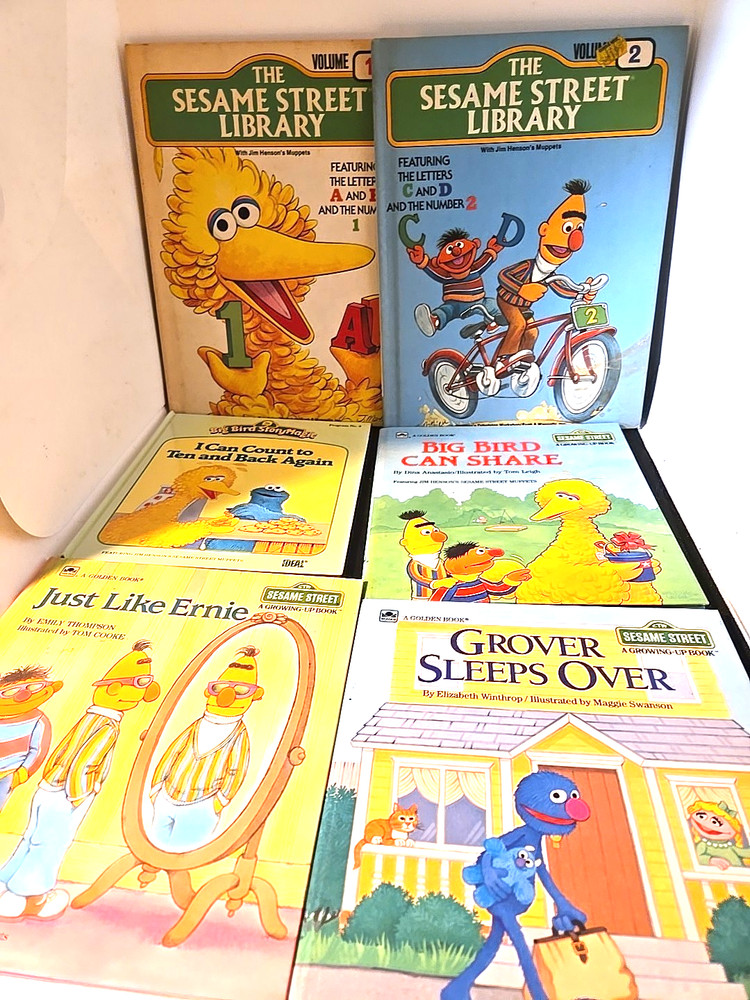 Lot Of 6 Sesame Street Books Vintage Hardcover Childrens Learning
