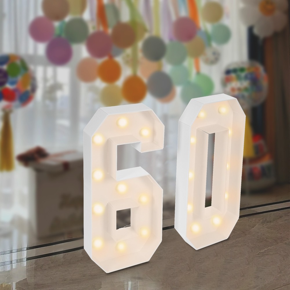 60th Birthday Party Decoration Light Up Numbers 60 Light Up Numbers NEW