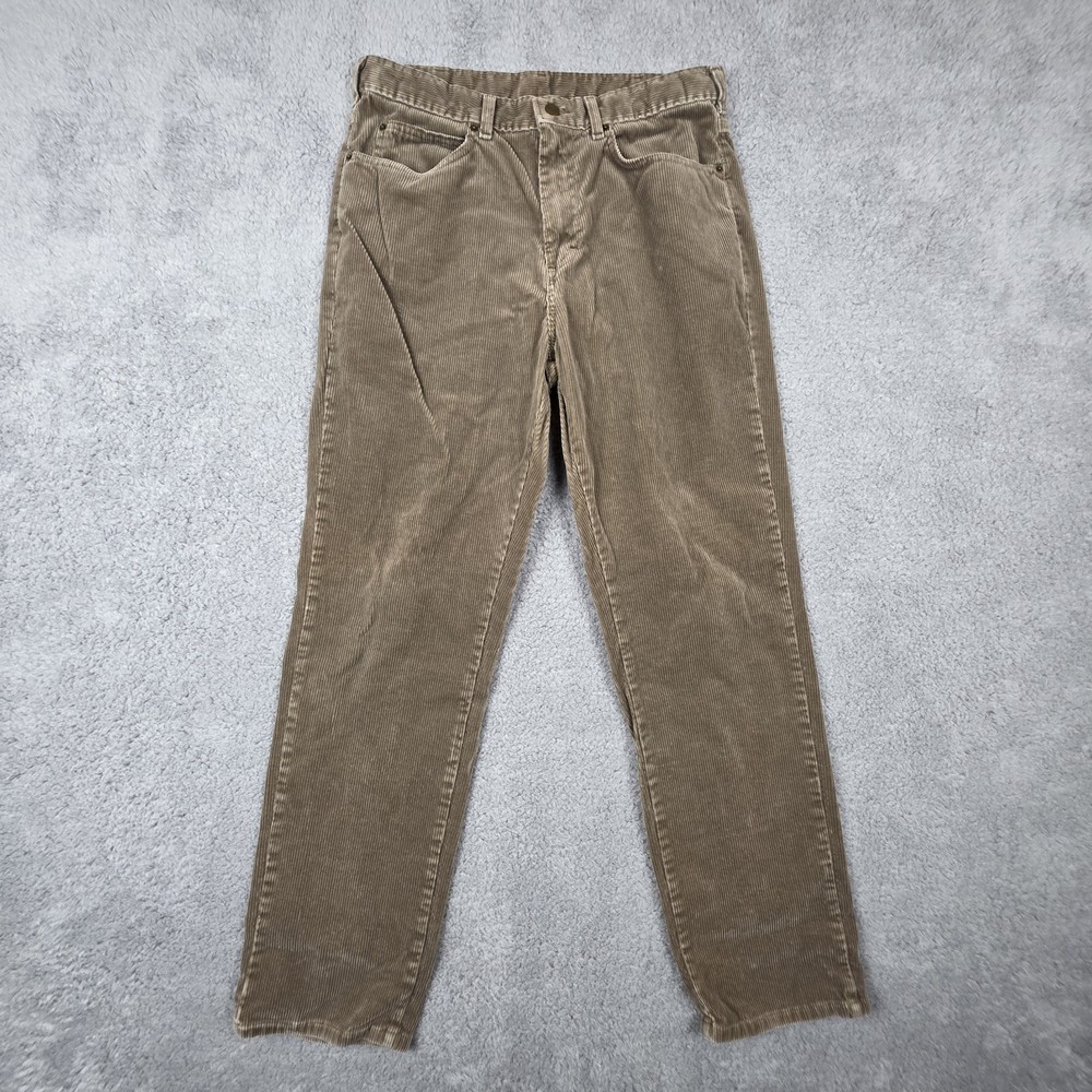 Vintage LL Bean Pants Mens 31x31 Brown 90s Corduroy Straight Leg Rigged Cords