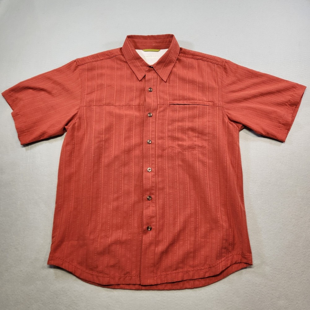 Royal Robbins Men’s Large Orange Short Sleeve Button Up Travel Outdoor Shirt
