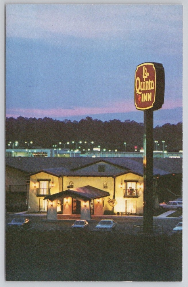 Vintage La Quinta Inn Motel Postcard - Night Scene - Hotel Chain Ephemera