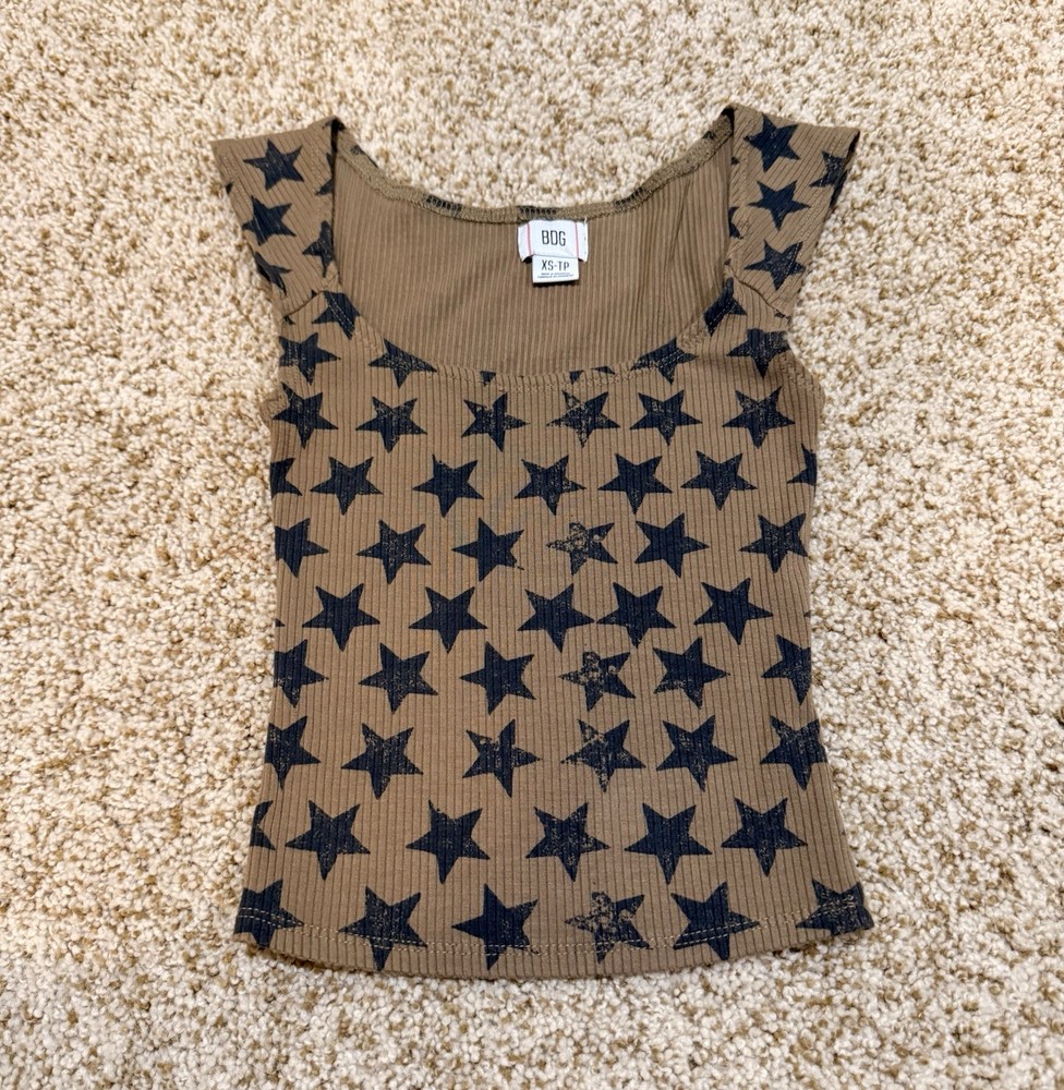 Urban Outfitters BDG Ribbed Tank Top In Distressed Stars Size XS