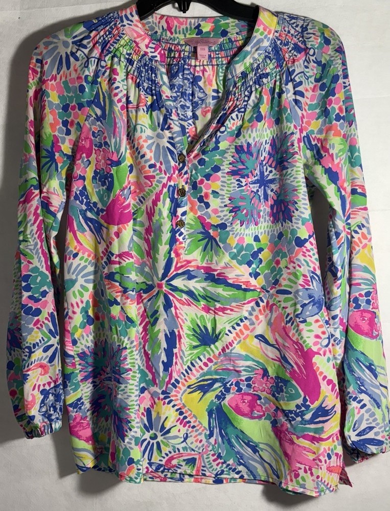 Lilly Pulitzer Martinique Top in Rare Catch the Wave Print Size XXS