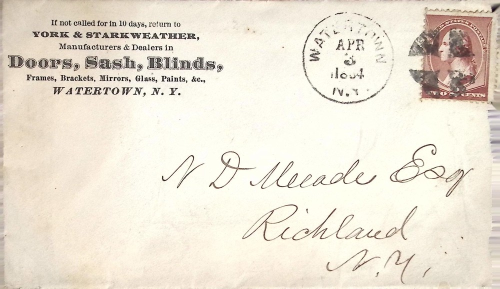 1884 York & Starkweather Watertown NY Advertising Cover Doors Sash Blinds