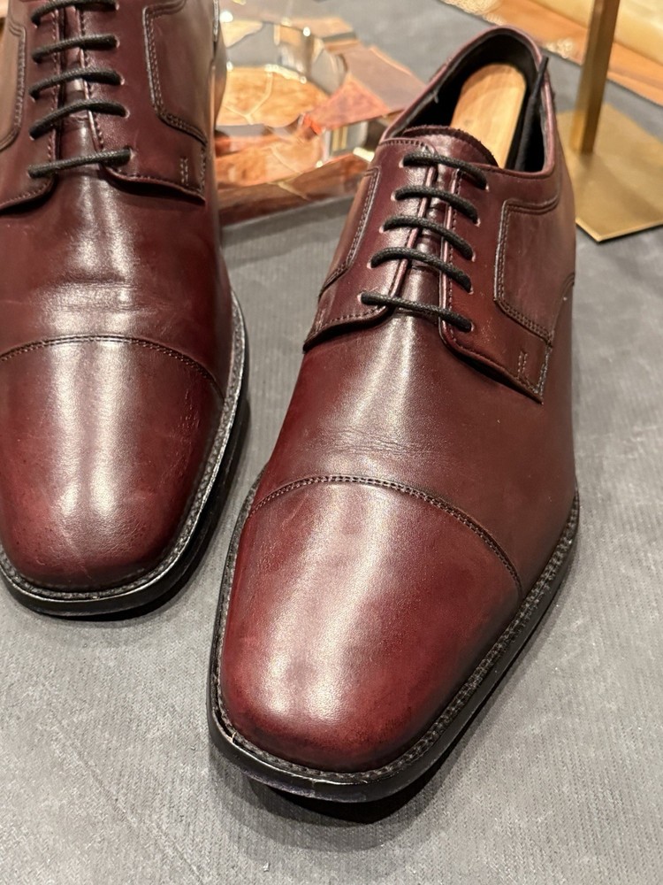 Johnston & Murphy Burgundy Leather Derby Cap Toe Men's Dress Shoes Lace-Up