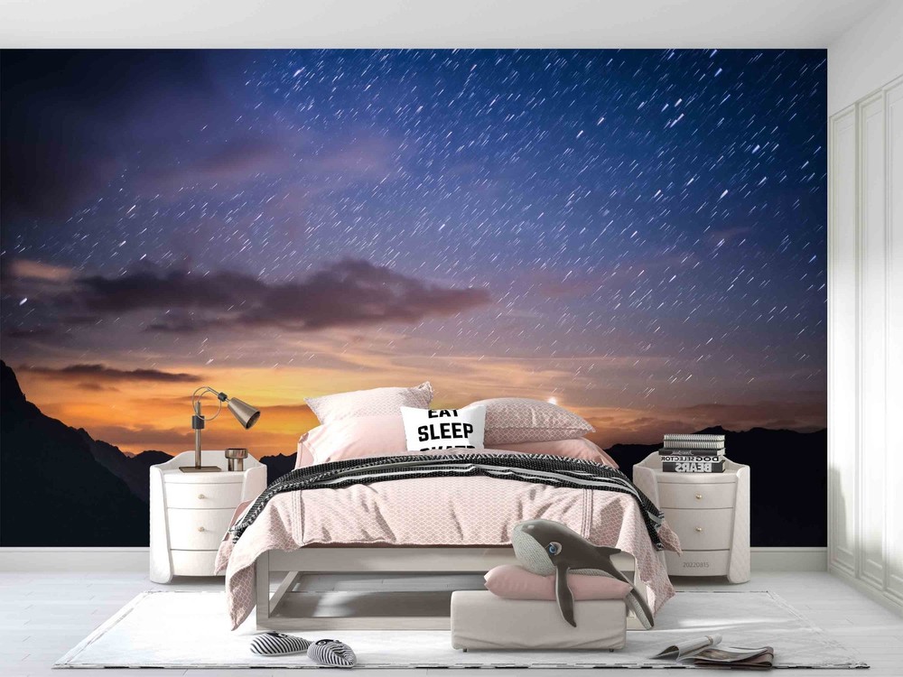 3D Mountain Starry Sky Landscape Wall Murals Wallpaper Murals Wall Sticker