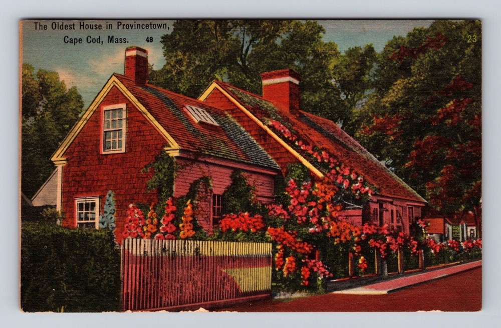 Cape Cod MA- Massachusetts, Oldest House In Provincetown, Vintage c1959 Postcard