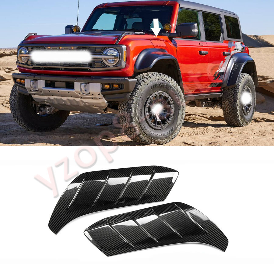Real Carbon Fiber For Ford Bronco Raptor 21-25 Side Fender Hood Vent Decor 2PCS