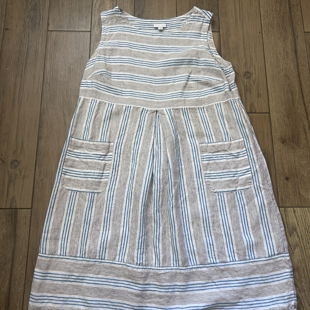 J. Jill 100% Linen Shift Dress Sleeveless Front Pockets Women Size 1X