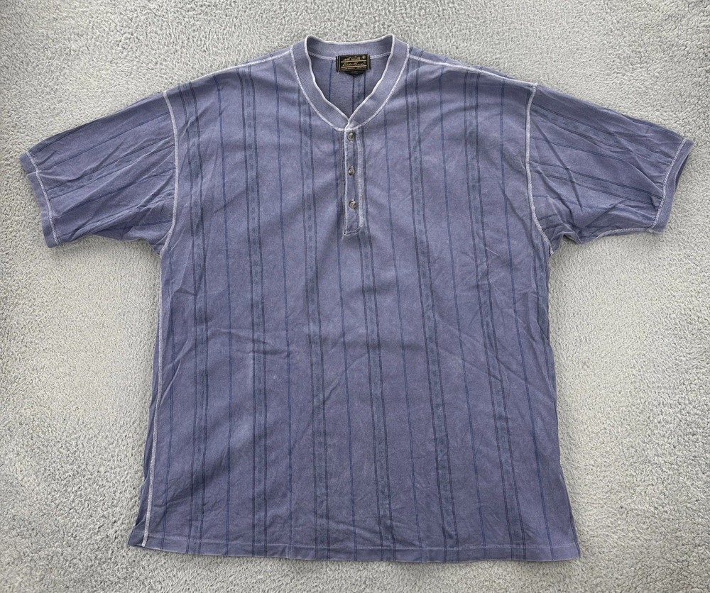 Vintage Eddie Bauer Purple Henley Shirt Made In USA