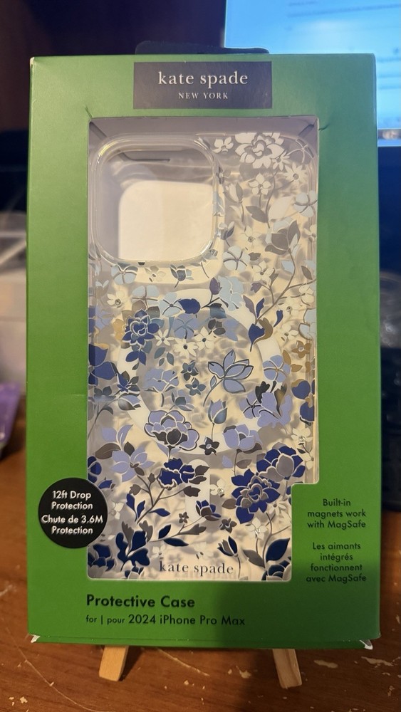 Kate Spade New York Apple iPhone 16 Pro Max Case MagSafe Flowerbed Blue Gems New