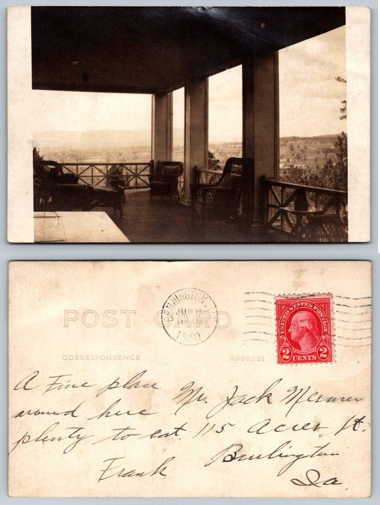 RPPC Washington DC Porch View Landscape Postcard 1917 Postmark
