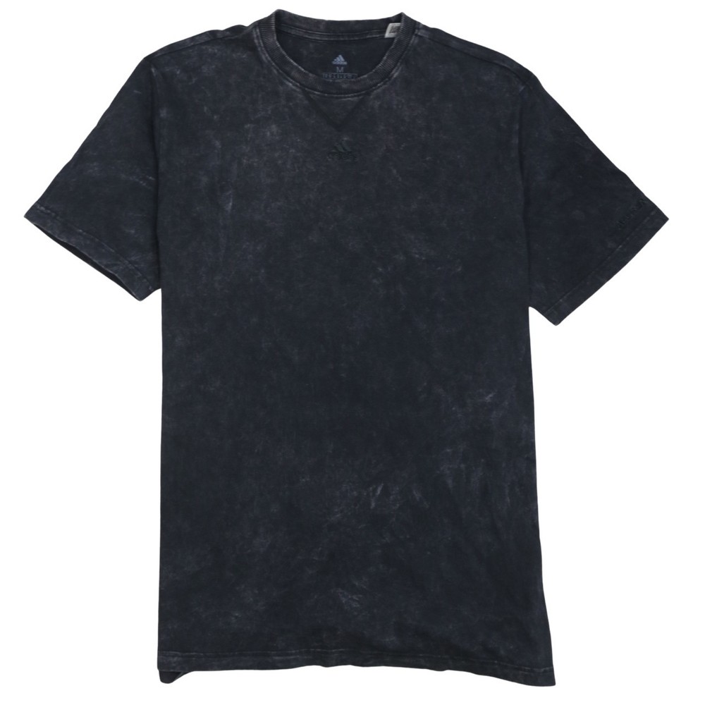 Adidas Mens T Shirt Black Washed Jersey Embroidered Chest Logo Sports Tee M