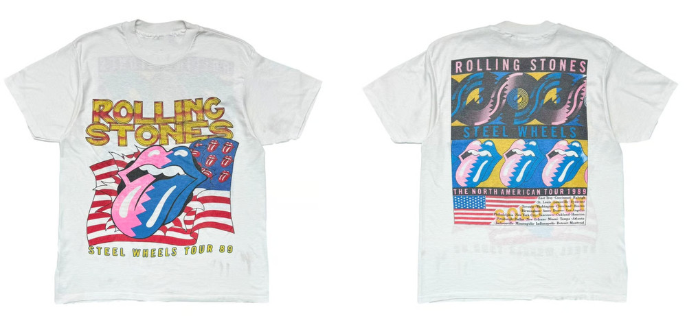 THE ROLLING STONES STEEL WHEELS TOUR 1989 WHITE T Shirt