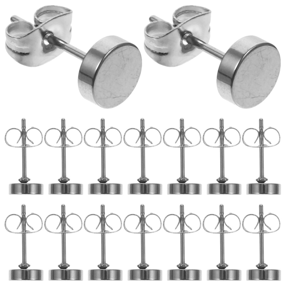 20 Pcs Titanium Steel Earring Studs for Men and Women Flat Back Piercing