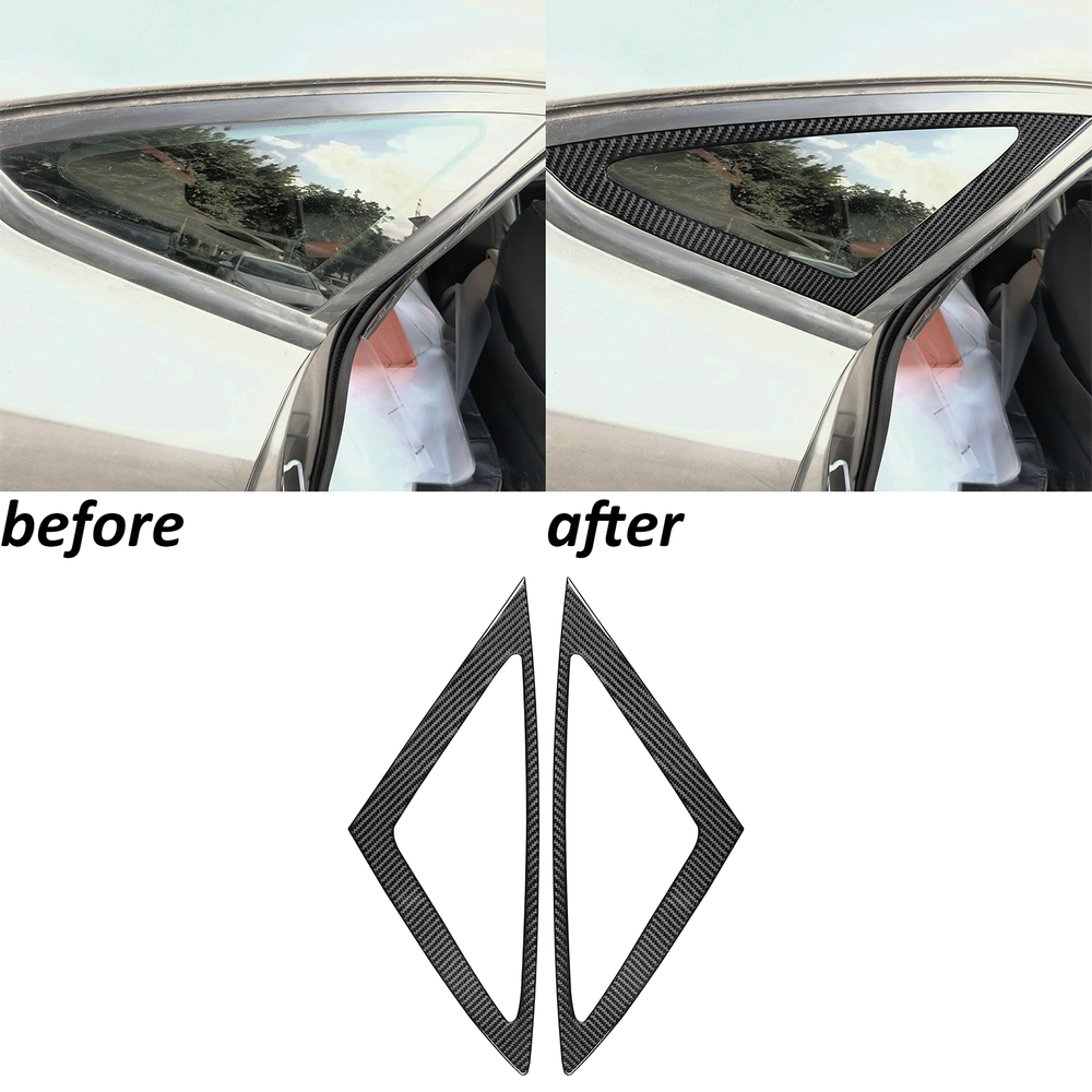 Real Carbon Fiber Exterior Rear Triangle Window Panel Trim For Ford Focus 12-18