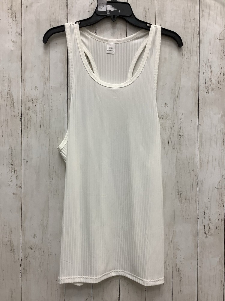 XXL White Sleeveless Ribbed Knit Tank - Comfortable Casual Top for Layering