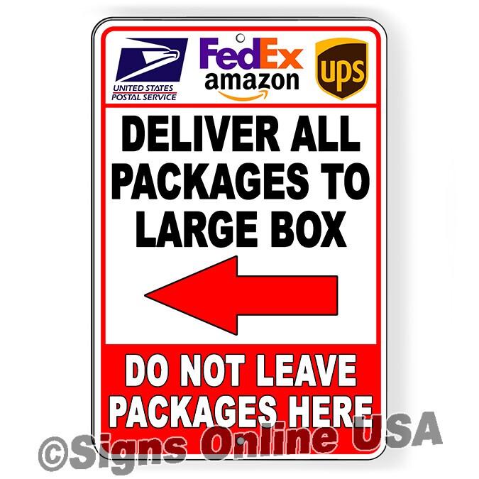 Deliver All Packages To Large Box Arrow Left  Sign Or Decal 6 SIZES delivery