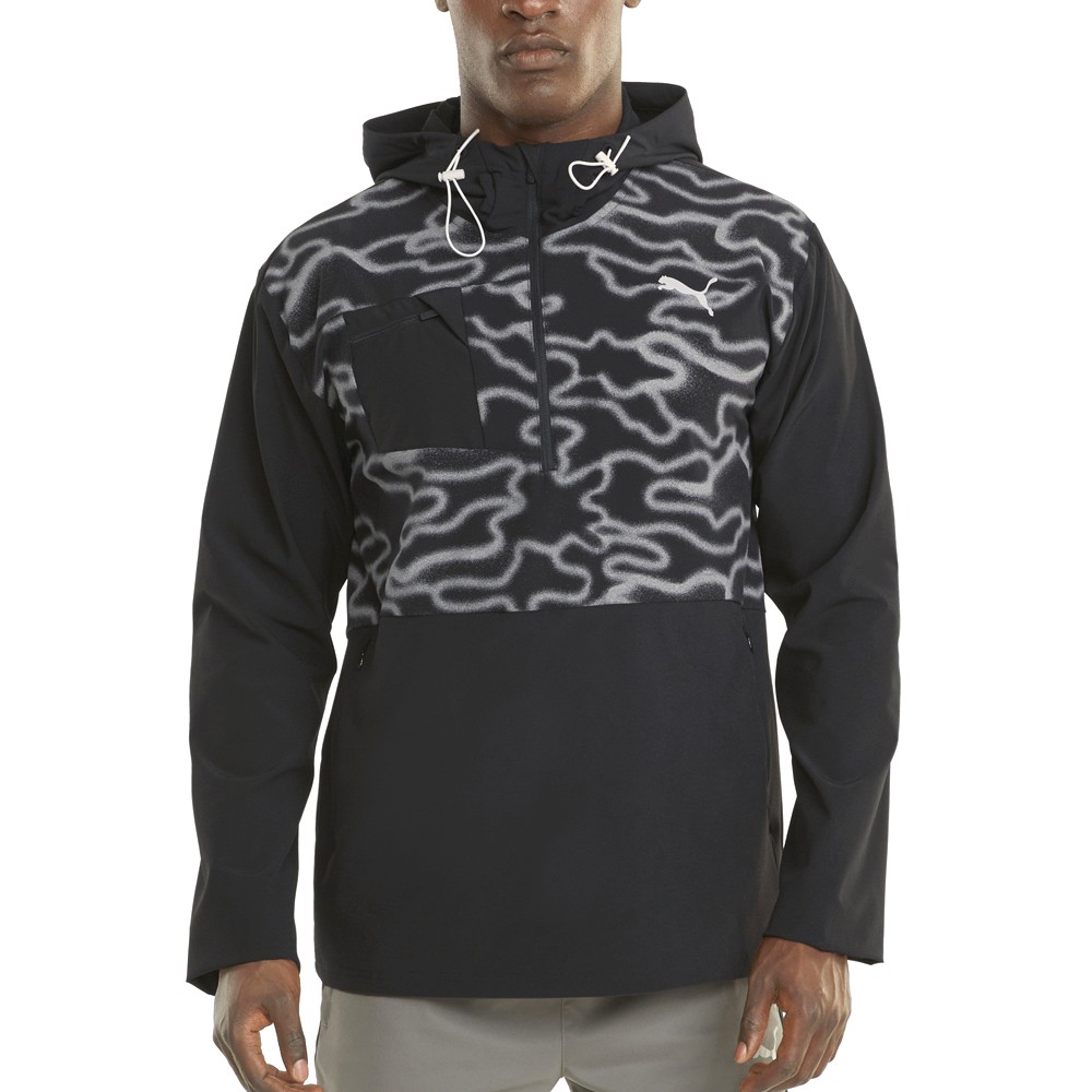 PUMA Mens Run Reflective Woven Half Zip Jacket Black Athletic Outerwear