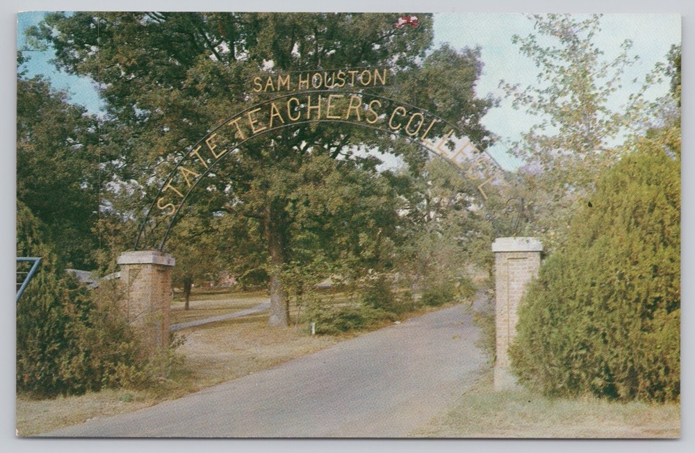 Huntsville Texas, Sam Houston State Teachers College Entrance, Vintage Postcard