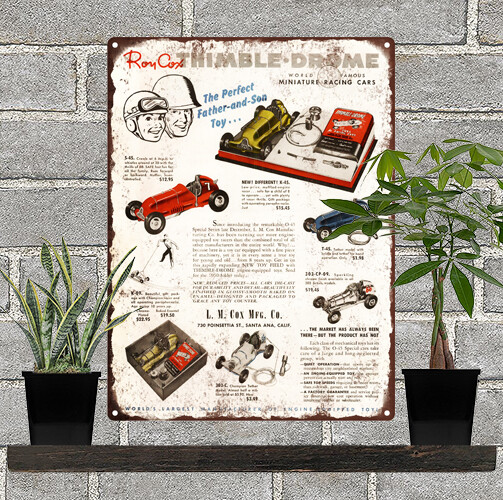 1950 Thimble Drome Miniature Gas Race Racing Cars Repro Metal Sign 9x12
