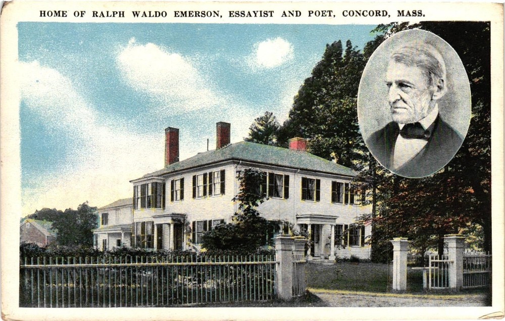 Vintage Postcard- Home of the Ralph Waldo Emerson, Essayist and Poet Early 1900s