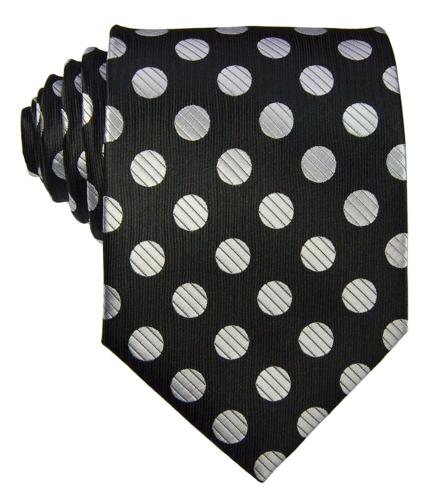 New Classic Men's Polka Dots Silk Tie Necktie … Black