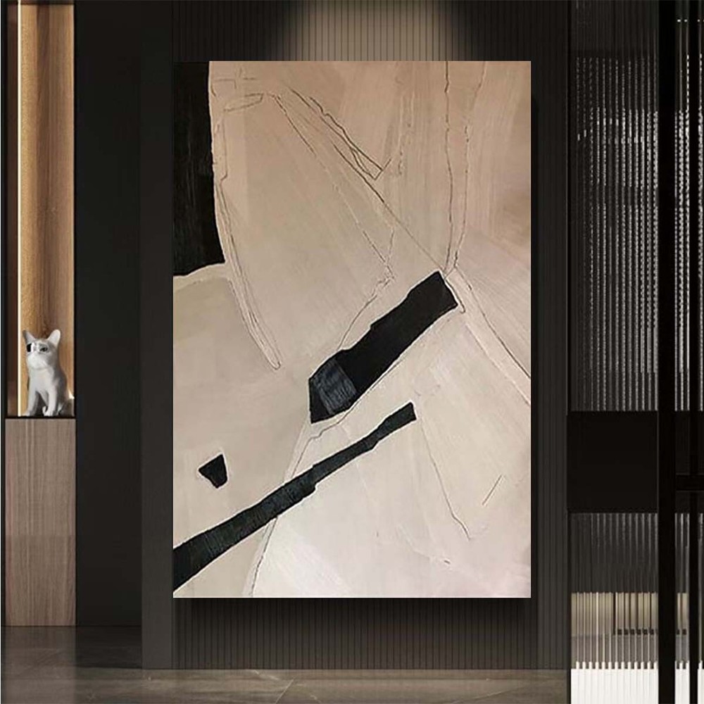Handmade Oil Painting Abstract Black White Art Texture Wall Poster Unframed