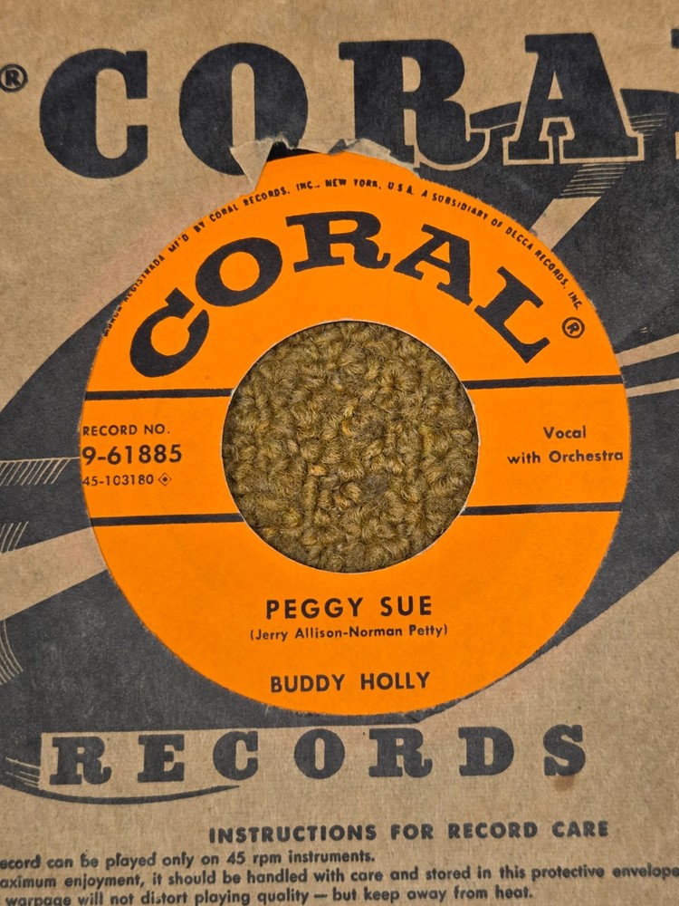 45 RPM Buddy Holly CORAL 61885 Peggy Sue / Everyday VG+