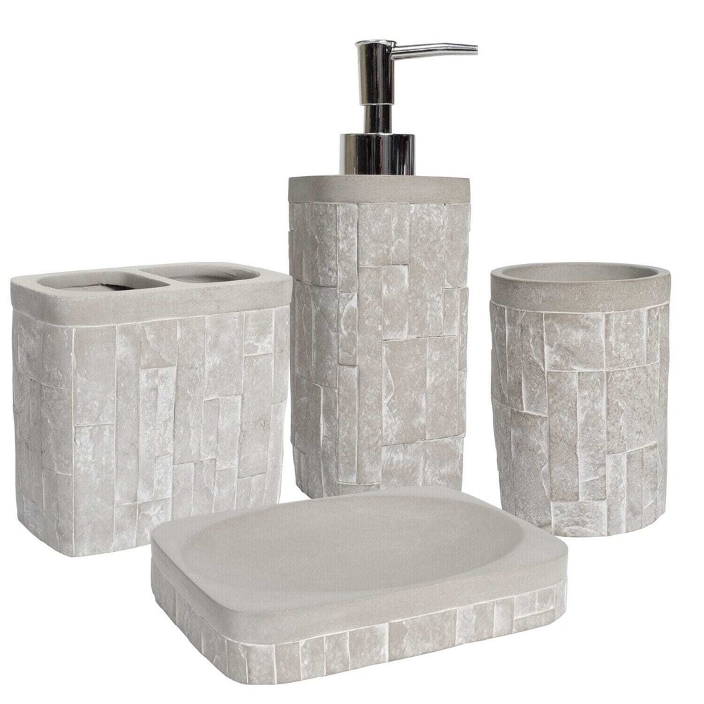 4-Piece Concrete Bathroom Accessory Set