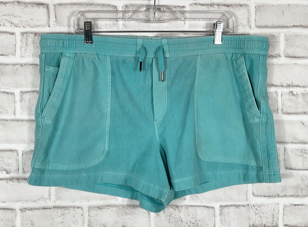 Athleta Farallon Short Womens Size XL Teal Blue Midi Pockets Drawstring Gym