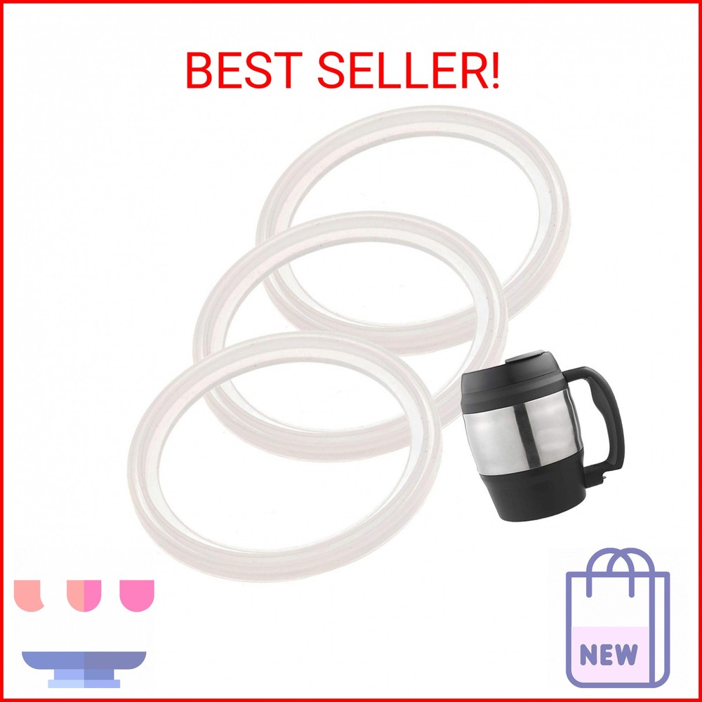 IMPRESA Pack of 3 Insulated Coffee Mug O-Ring Replacement - Clear White Leakproo