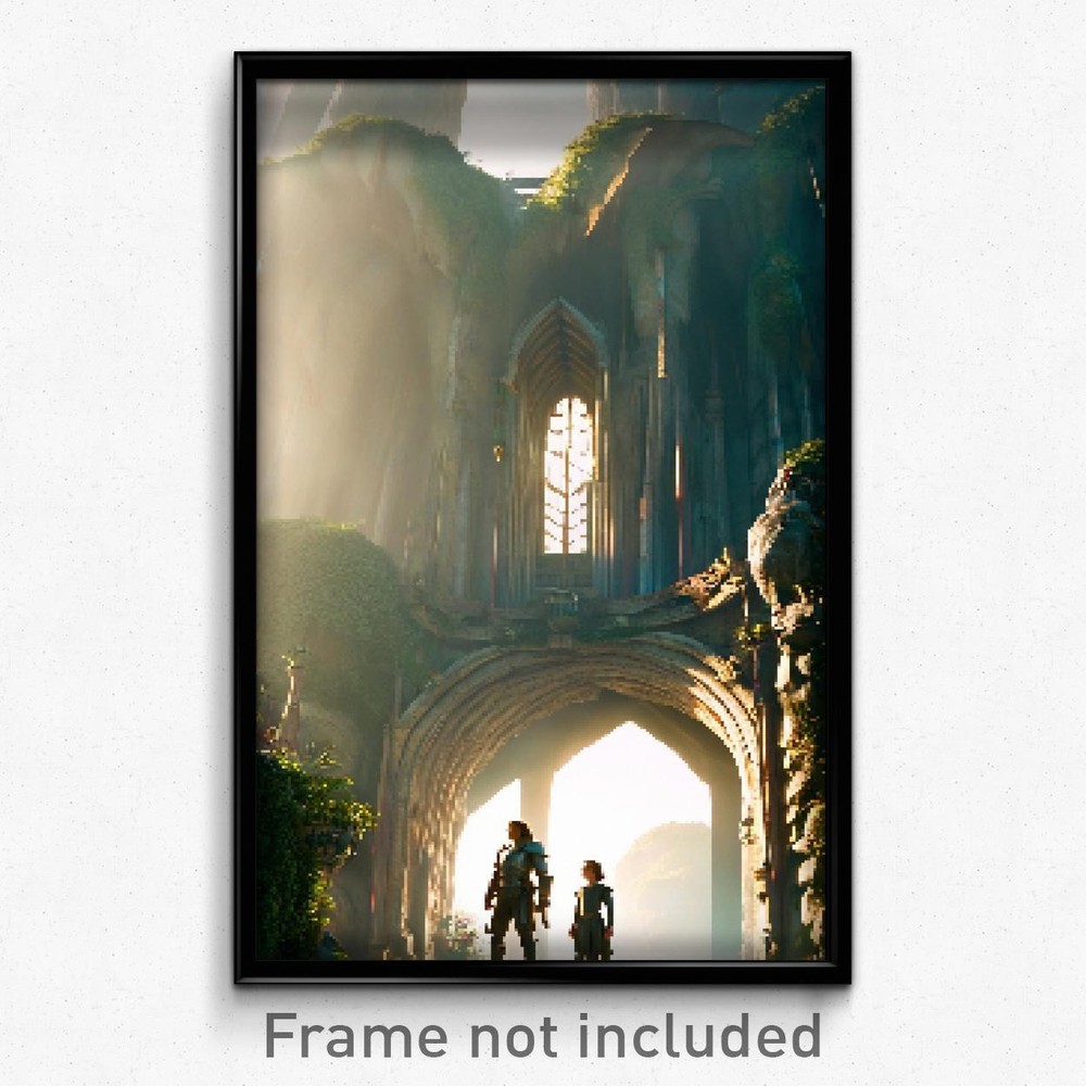 Pixel Art Poster - Outstanding Keep (8 Bit Psychedelic Trippy Video Game Print)