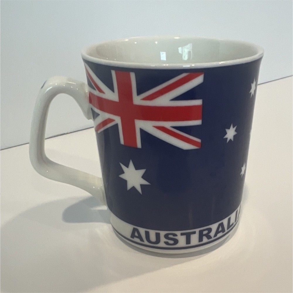 Australia Flag Bone China Coffee Mug 12 fl oz Blue/White/Red Dishwasher Safe