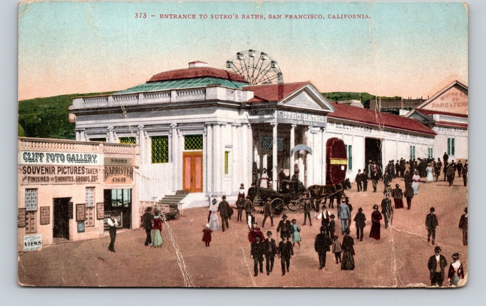 1908 Sutro Baths Entrance San Francisco CA Vintage Postcard Edward H. Mitchell